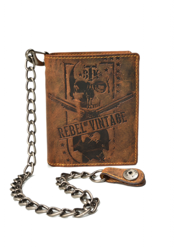 Vintage Rebel-Skull wallet Kombibörse Leder